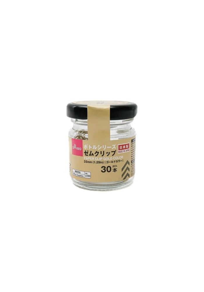 Daiso سلسلة زجاجات دايسو مشابك ورق ذهبية - 33 مم، 30 قطعة - Image 1
